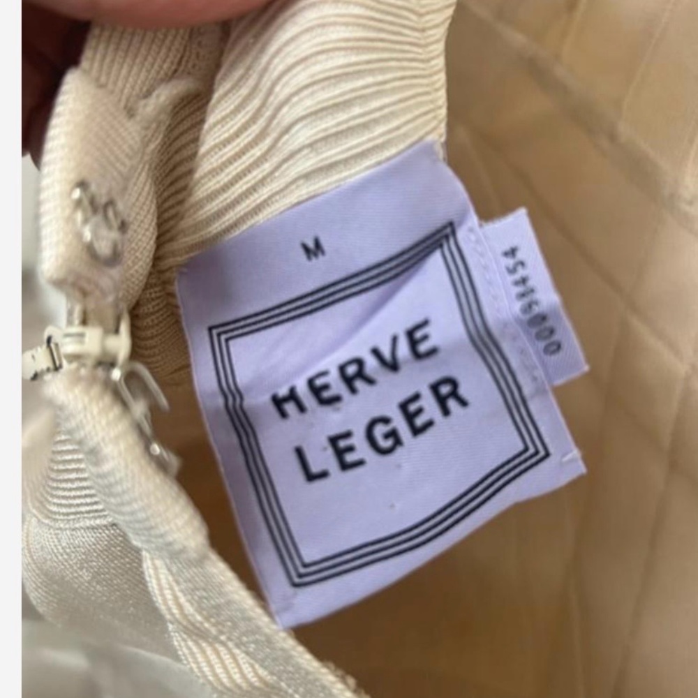 Hervé Léger Cream Bandage Dress Bodycon Sleeveless Mini M - Picture 7 of 13